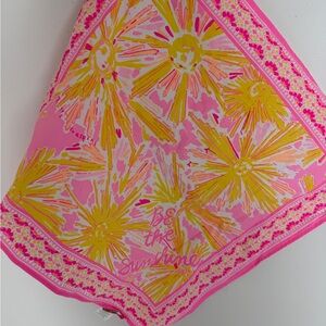Lilly Pulitzer Pink Yellow Floral Scarf